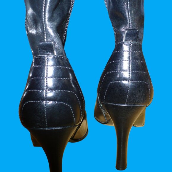 Nine West Black Leather Pointed Toe Ankle Boots Awesome Zipper Accents| SZ US 9M - Picture 12 of 12